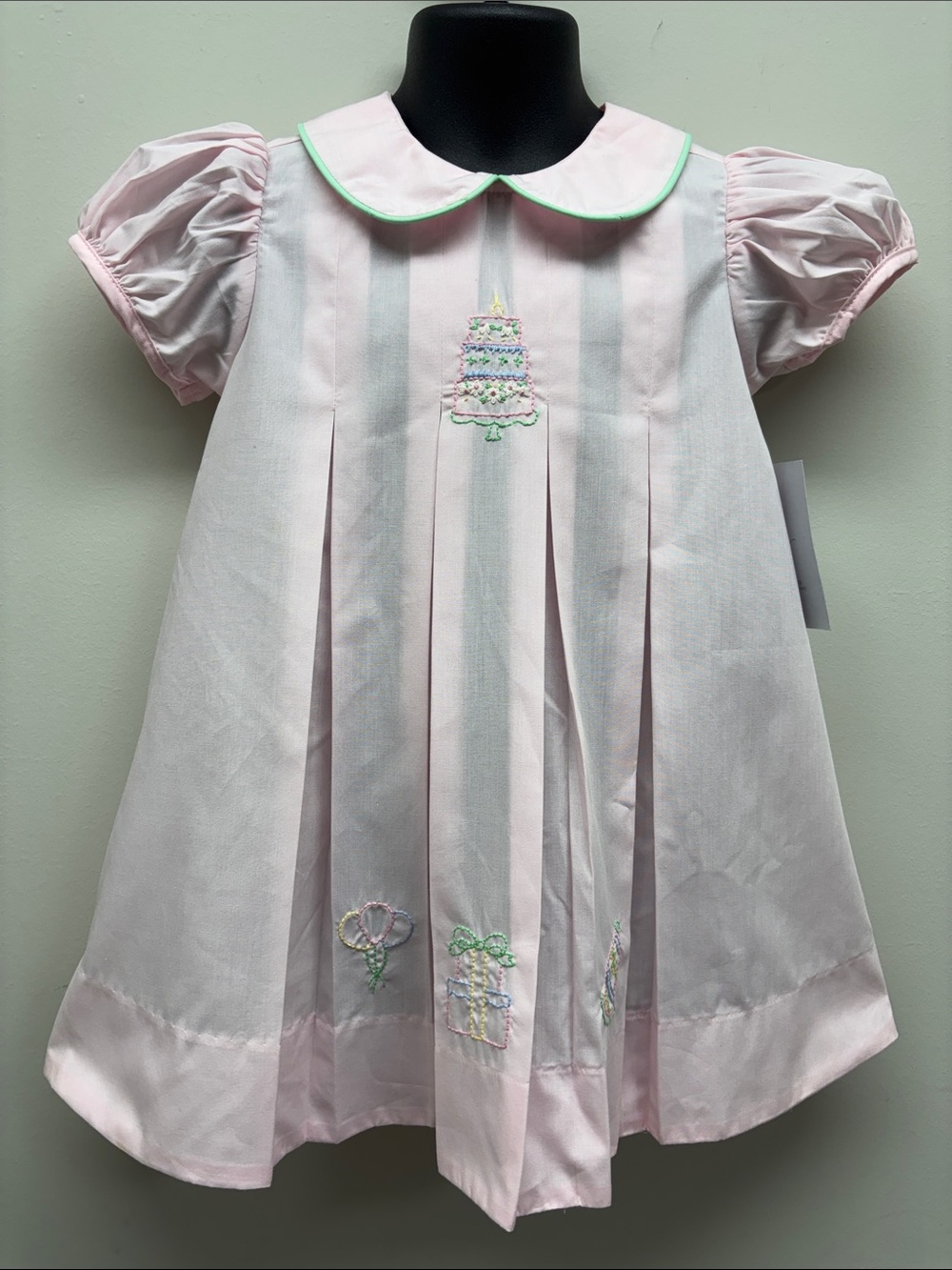 NWT REMEMBER NGUYEN Charlotte Birthday Dress SS Pleated Embroidered SZ 3T